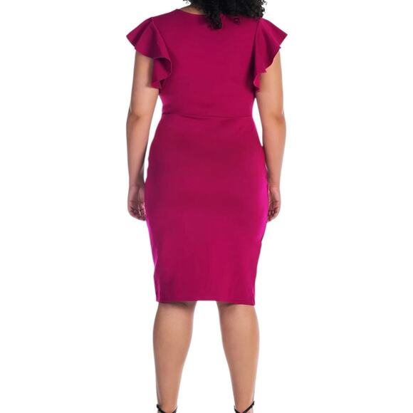 24Seven Women’s V-neck Knee Length Dress Pink Size 1X - Picture 2 of 3